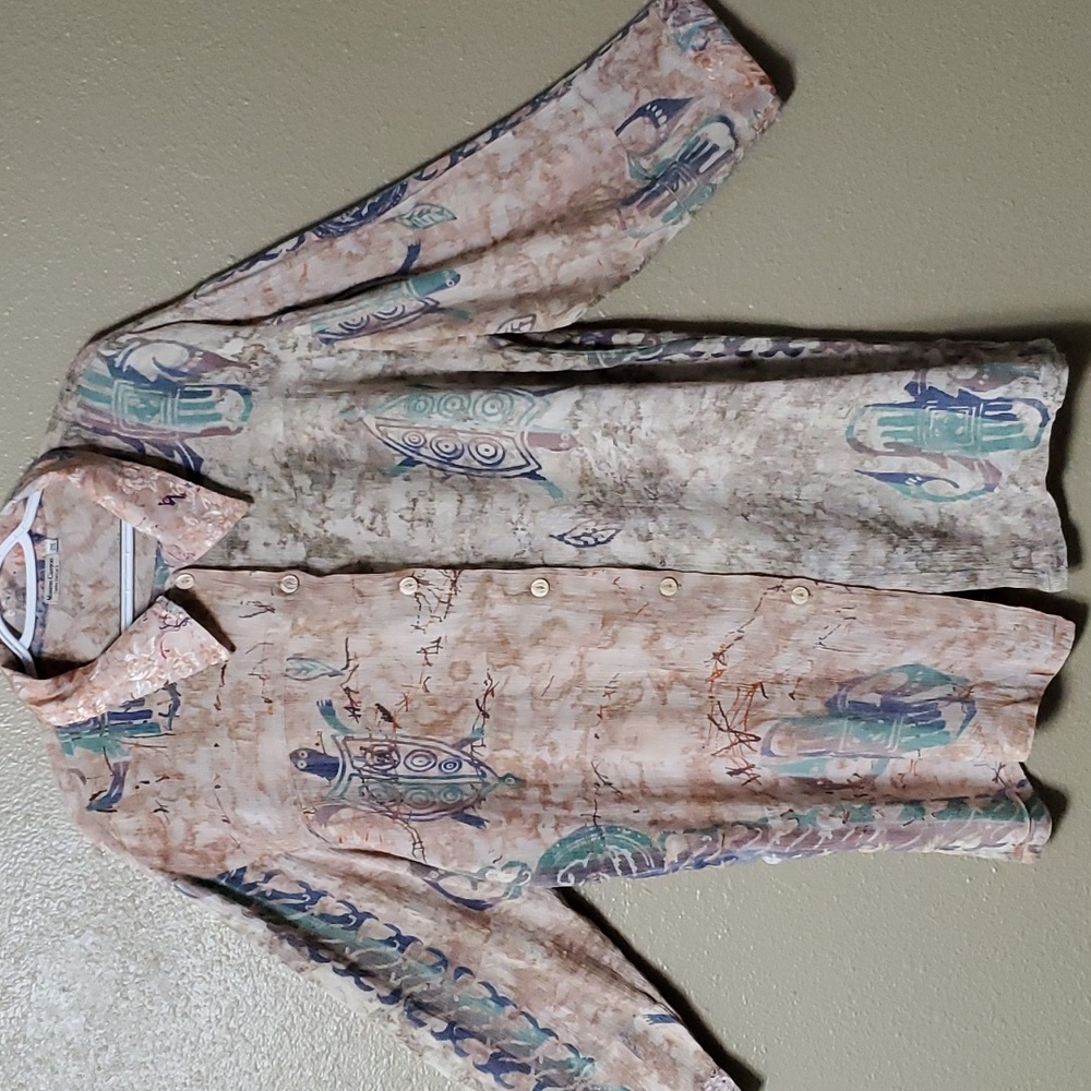 Mission Canyon Santa Barbara OS Art to Wear Beige Pastels Turtles Neutrals